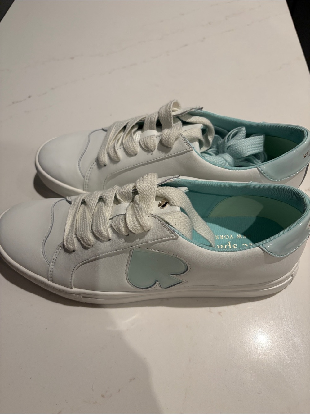 Brand New Kate Spade White & Mint Women's Leather Sneakers